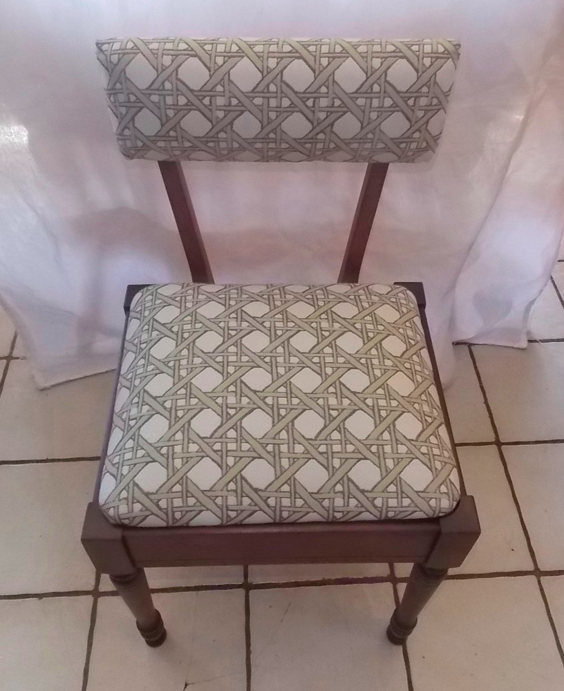 Solid Walnut Sewing Chair with Lift Seat / Vanity Bench (VB-16)