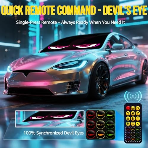 Devil Eyes Light 2PC for Windshield-23.42x4.72IN Programmable LED Eyes