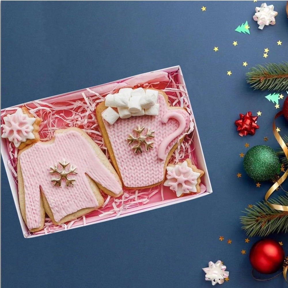 RomanticBaking30PCS 9½"x 6"x 1¼" White Cookie Boxes with Full Clear WindowCak...