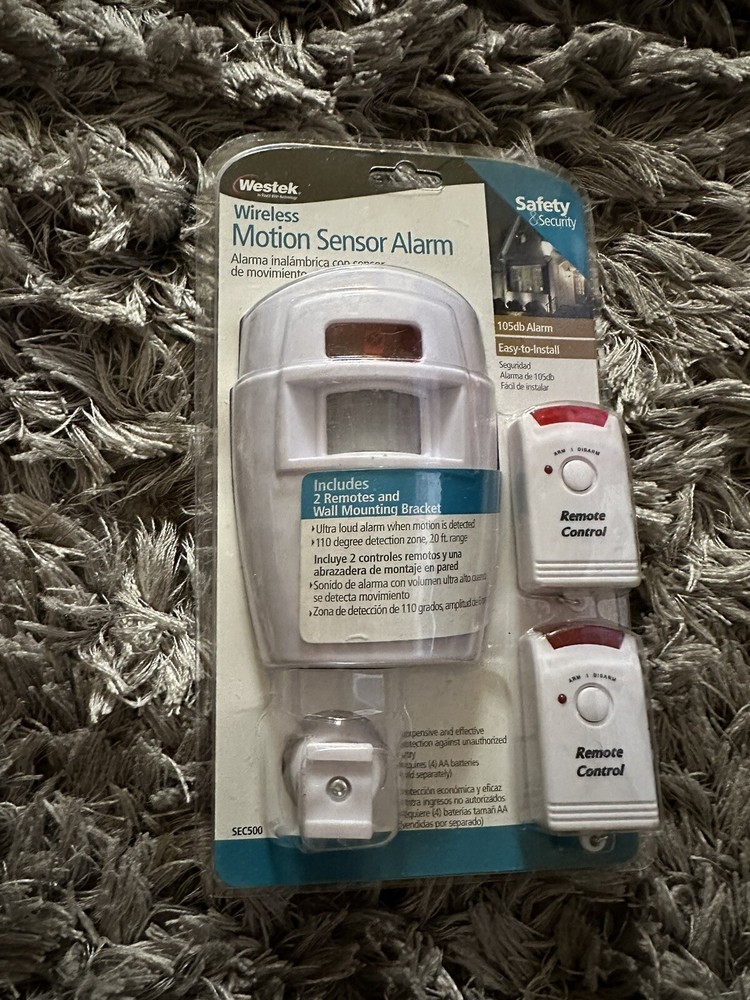 Westek Wireless Motion Sensor Alarm SEC500 with 2 Remote Controls