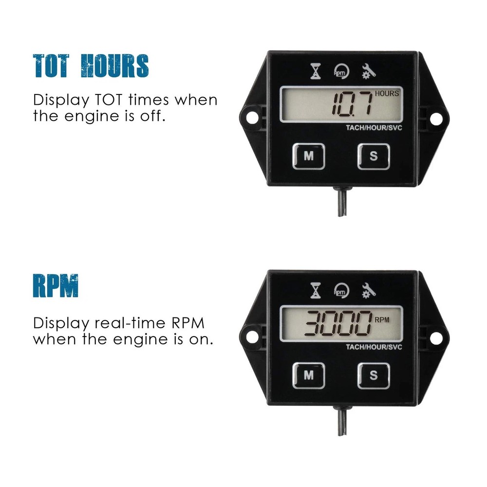 Digital Hour Meter Tachometer, Maintenance Reminder, User Shutdown, Use for Z...