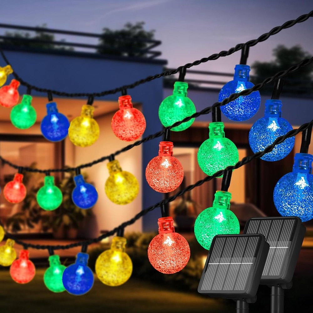2-4 Pack 33FT 100LED Outdoor Solar Globe String Light Bubbles Ball 8 Modes Yard