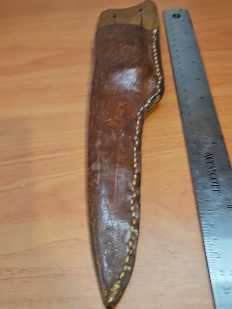 Vtg Large Leather Fixed Blade Knife Sheath