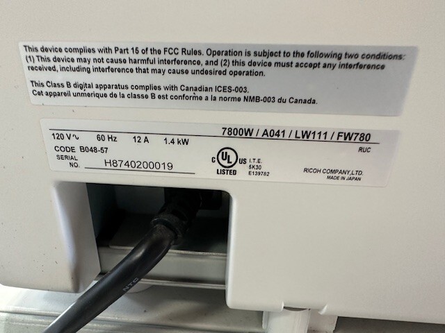 Ricoh FW780 Wide Format Copier W/ Manual