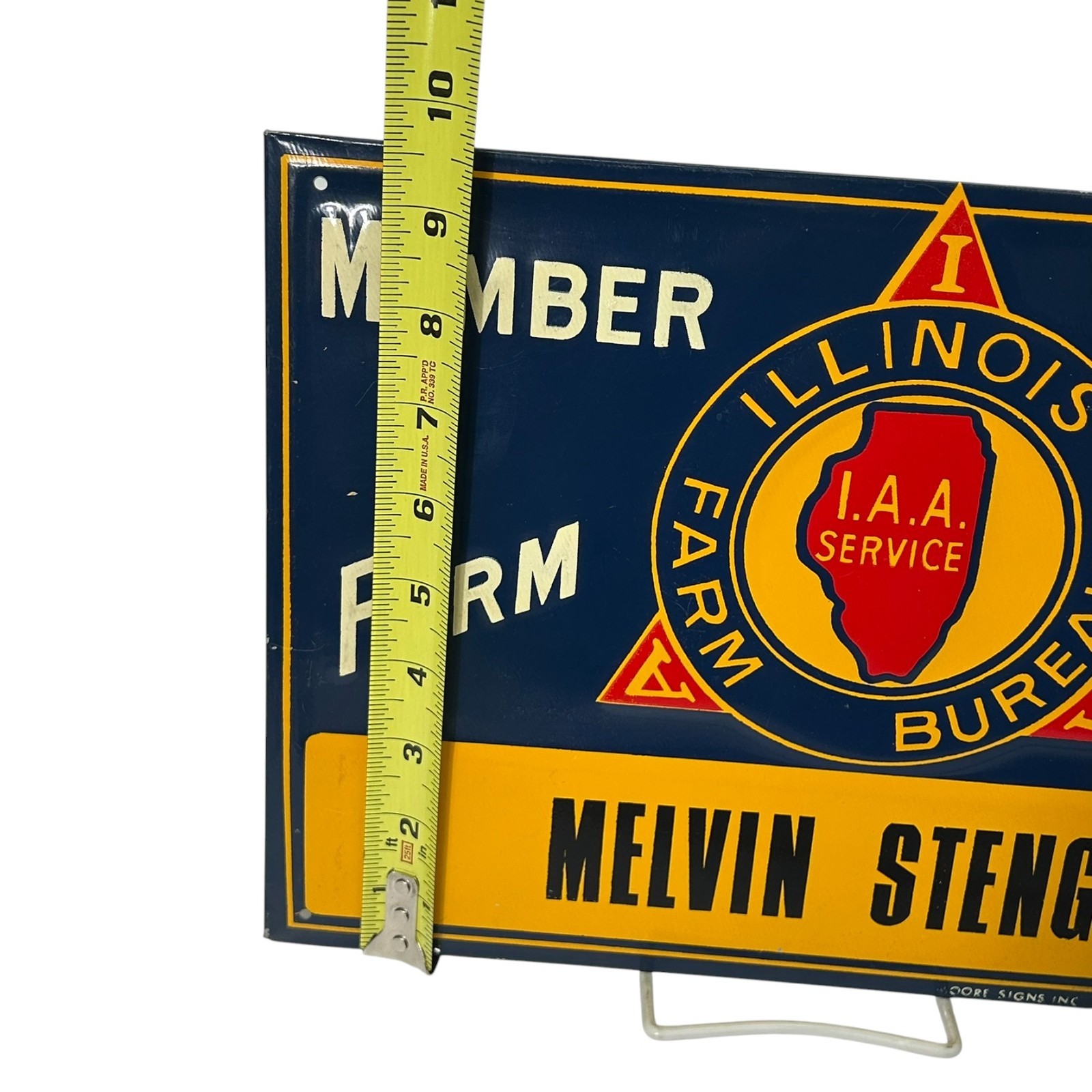 Illinois Farm Bureau Member Metal Sign I.A.A. AFBF Man Cave Melvin Stengel