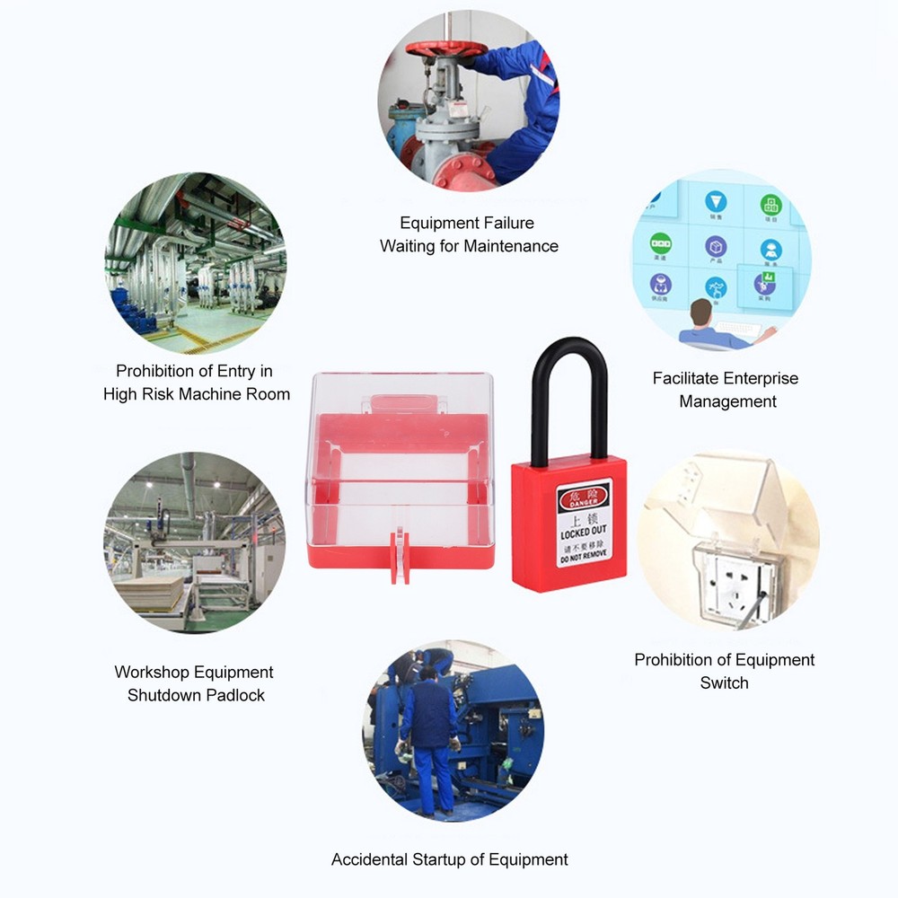 Emergency Stop Button Cover Lockout Protector Transparent PC Red ABS 105x105x6