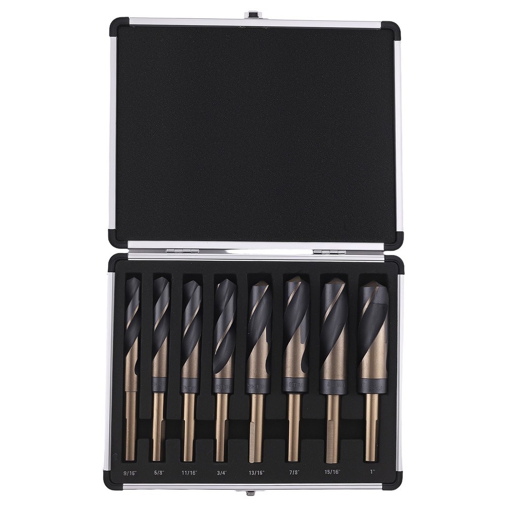 8PC Deming Drill Bits Set HSS 9/16-1" 135° Split Point Cobalt Silver