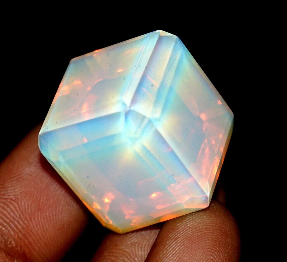100+ Ct Certified Australian Ct Blue Opal Cube Cut Loose Gemstone