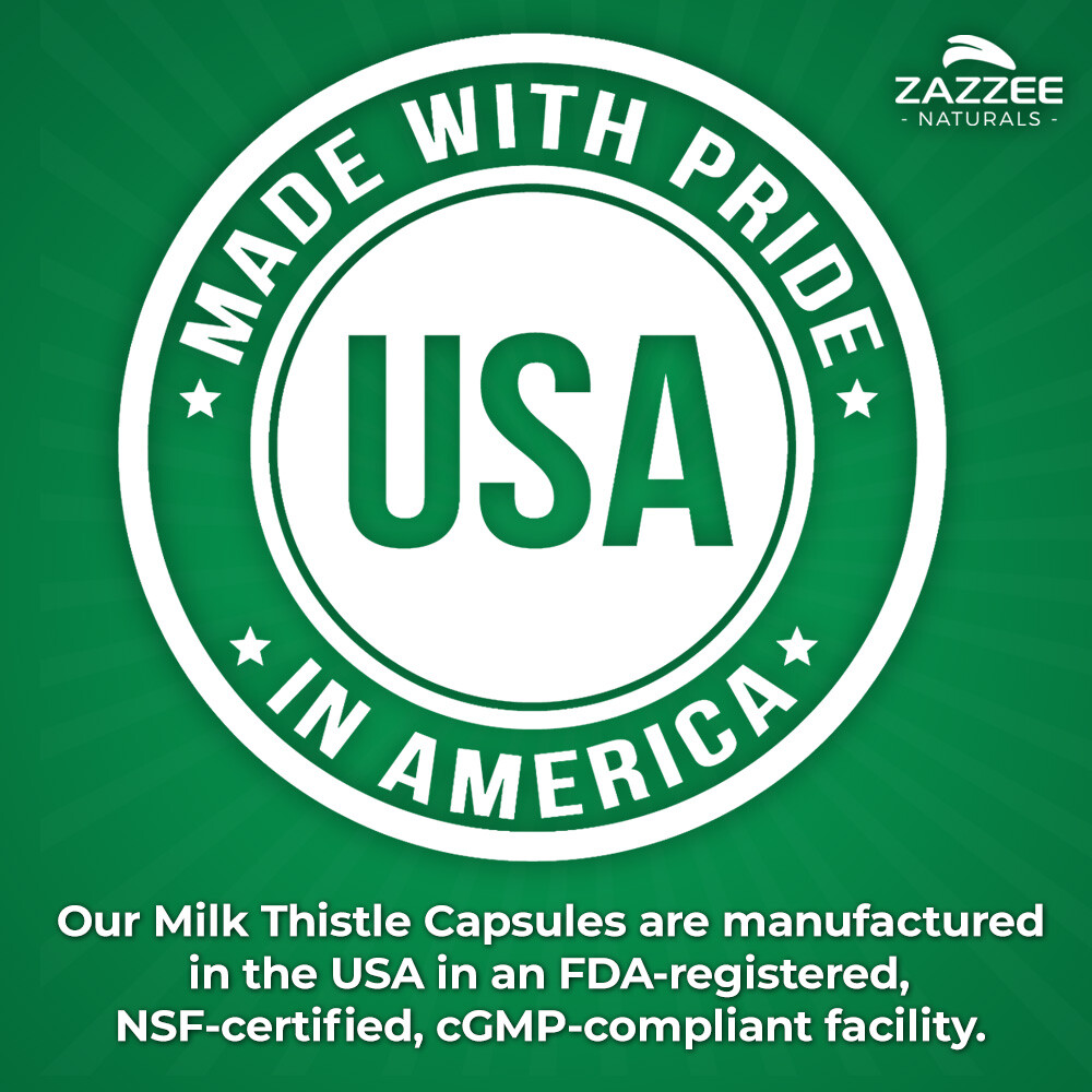 Zazzee Organic Milk Thistle Extract 20,000 mg Strength, 200 Vegan Capsules
