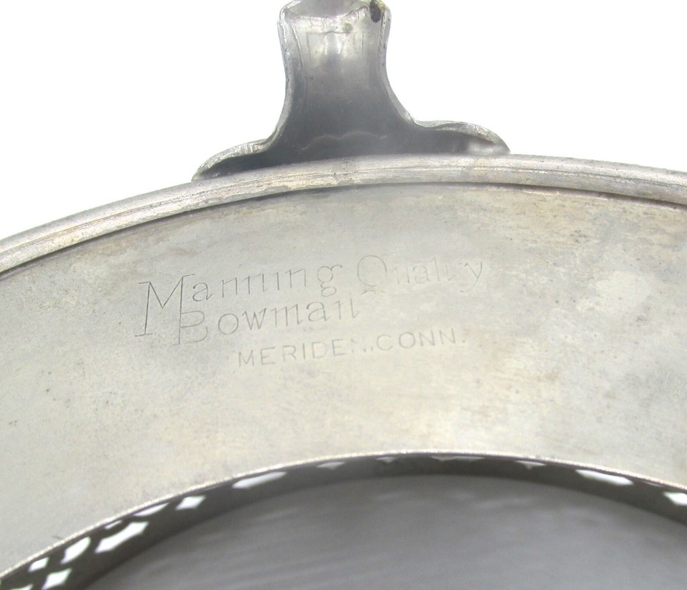 Manning Qualry Bowman Meriden CT Silverplate Casserole Holder 7.5" Dia Footed