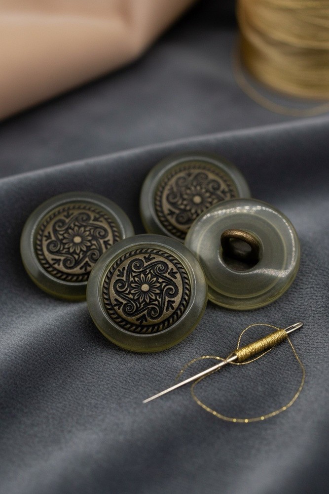 Vintage Lucite And Brass Buttons