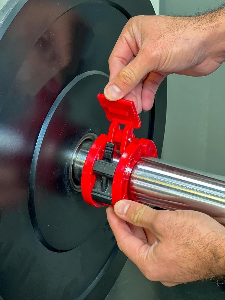 Versatile Weightlifting Barbell Collars - Quick Release 2" Locking Clips in Red