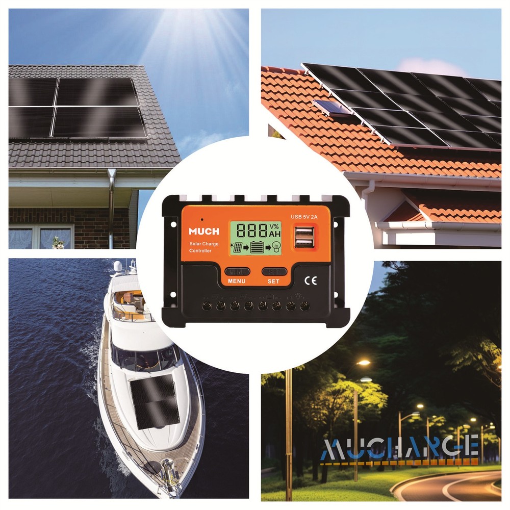 30A Solar Panel Controller Solar Battery Charge 12V/24V Auto Regulator LCD