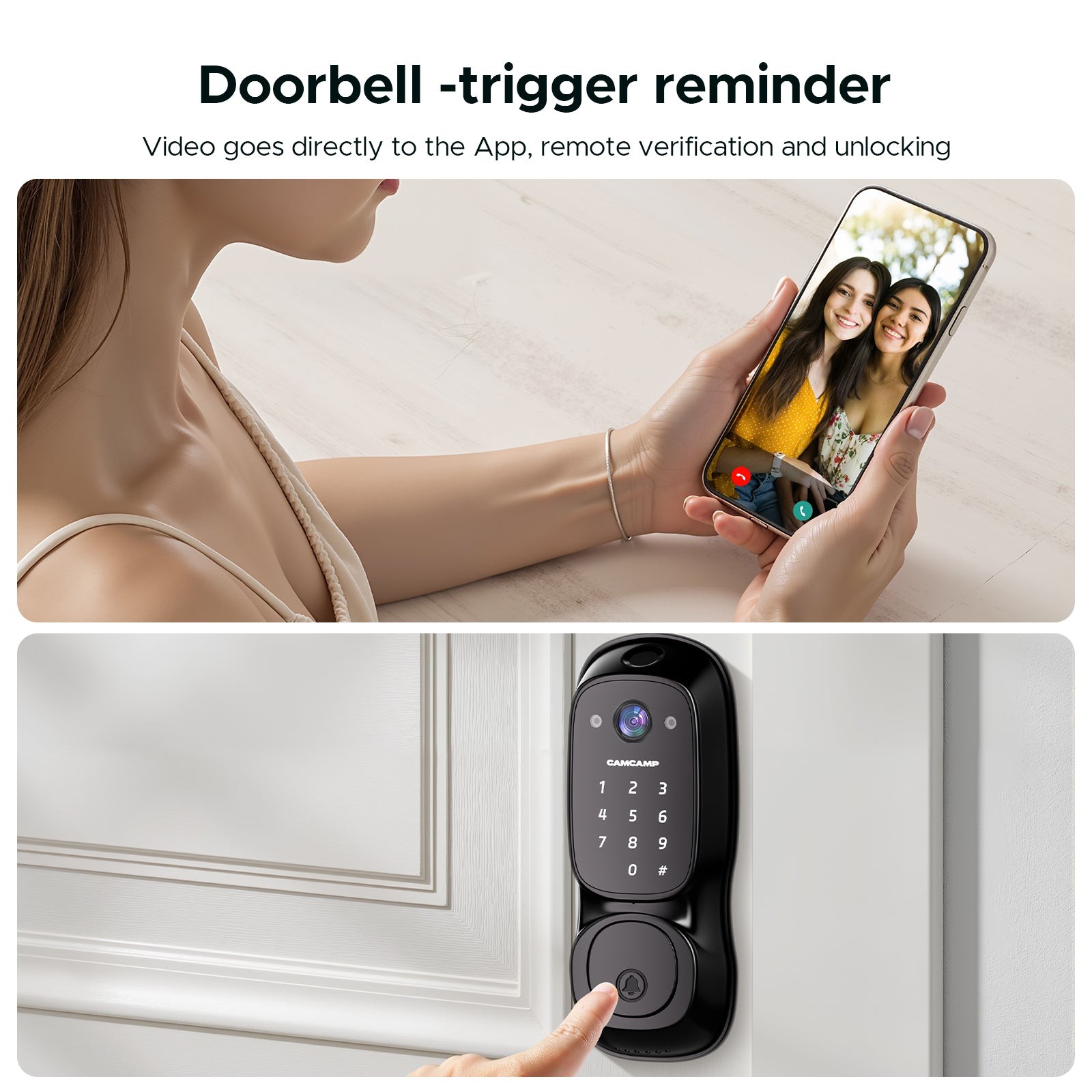 Security Smart Lock with Camera & Video Doorbell Fingerprint Door Lock Live View