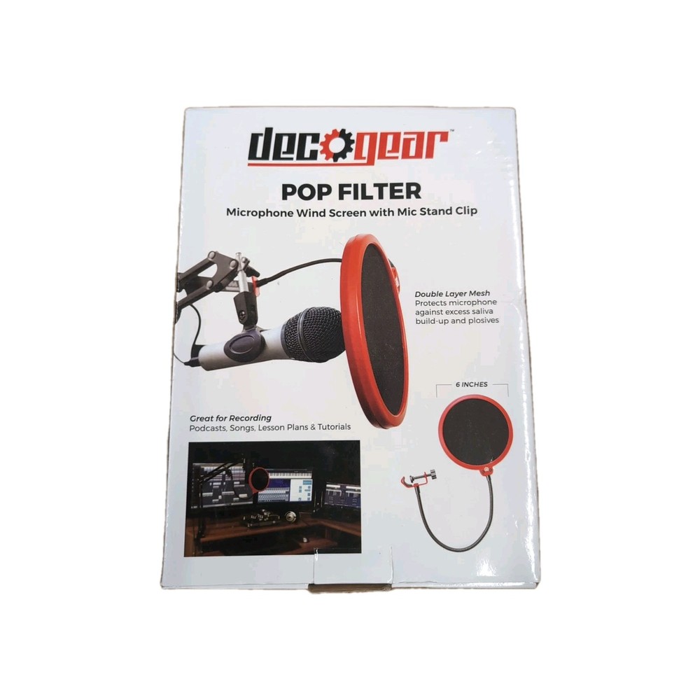 Deco Gear Universal Double Layer Pop Filter Microphone Wind Screen with Clip