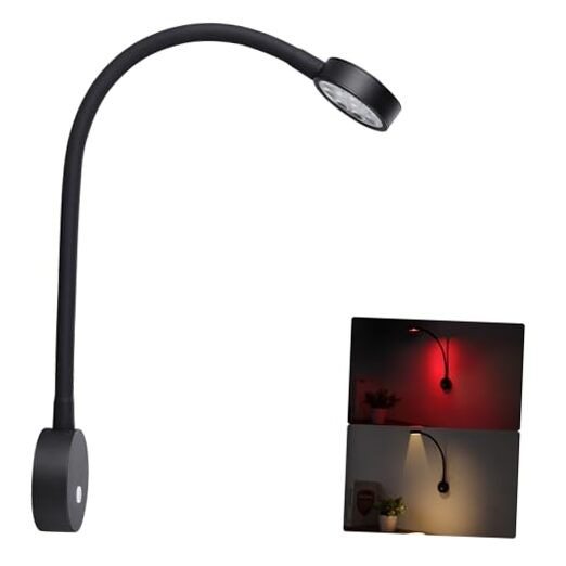 12 Volt Flexible Dimmable LED Reading Light, Full Metal & Red Light & Quick