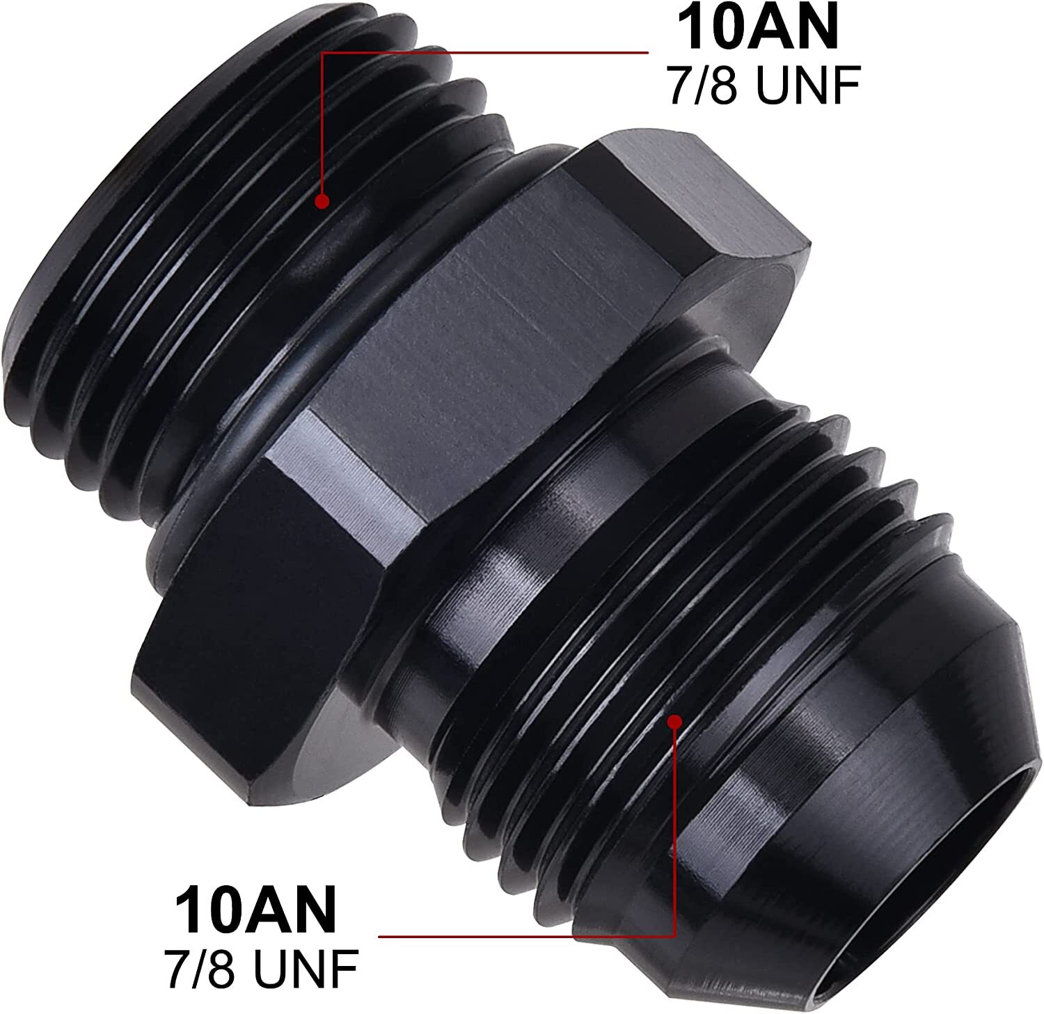 ORB O-ring AN10 10AN to AN10 10AN Male Adapter Fitting Black Pack of 2