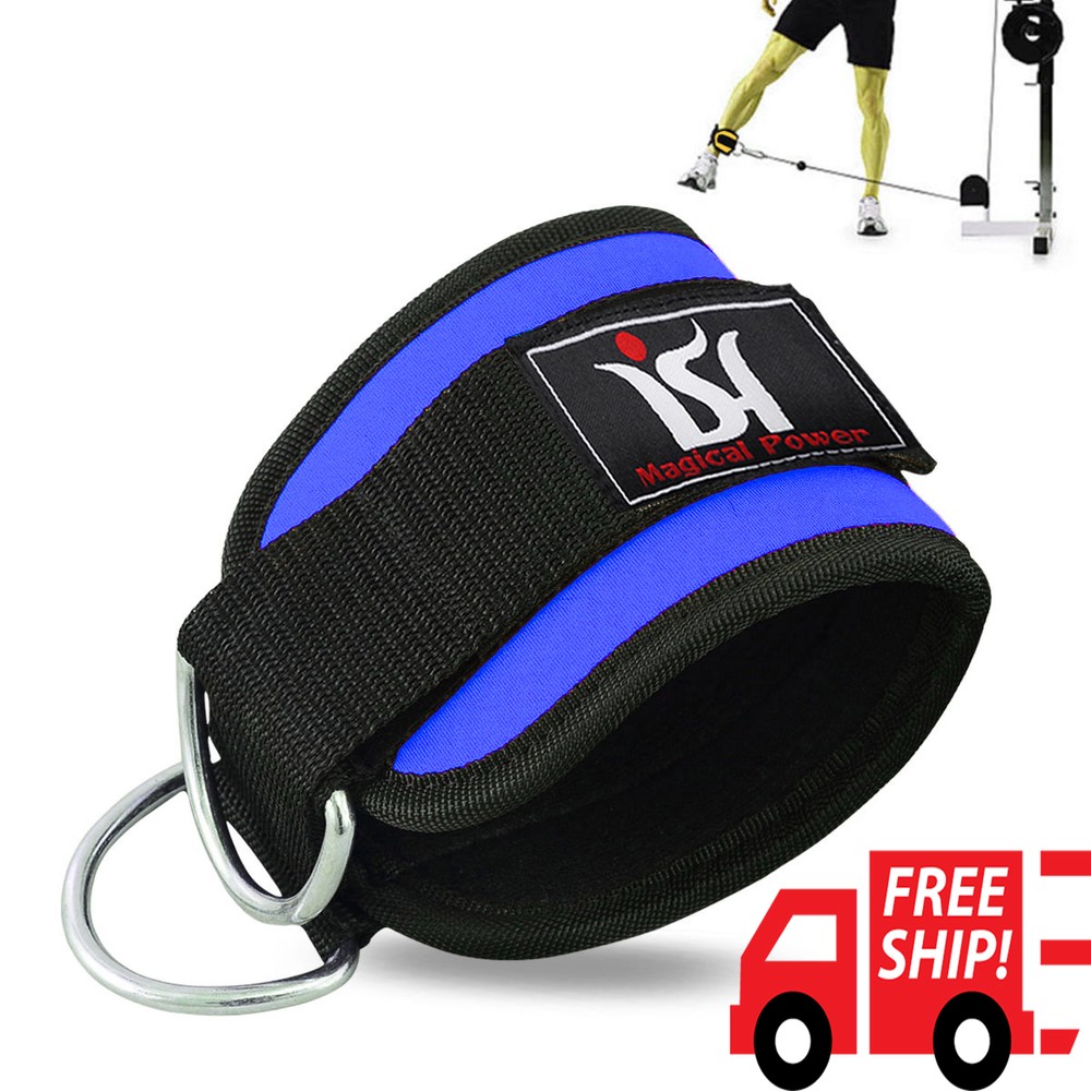 Ankle Straps Weight Lifting Gym D Ring Cable Attachment Strap Work out Exercise