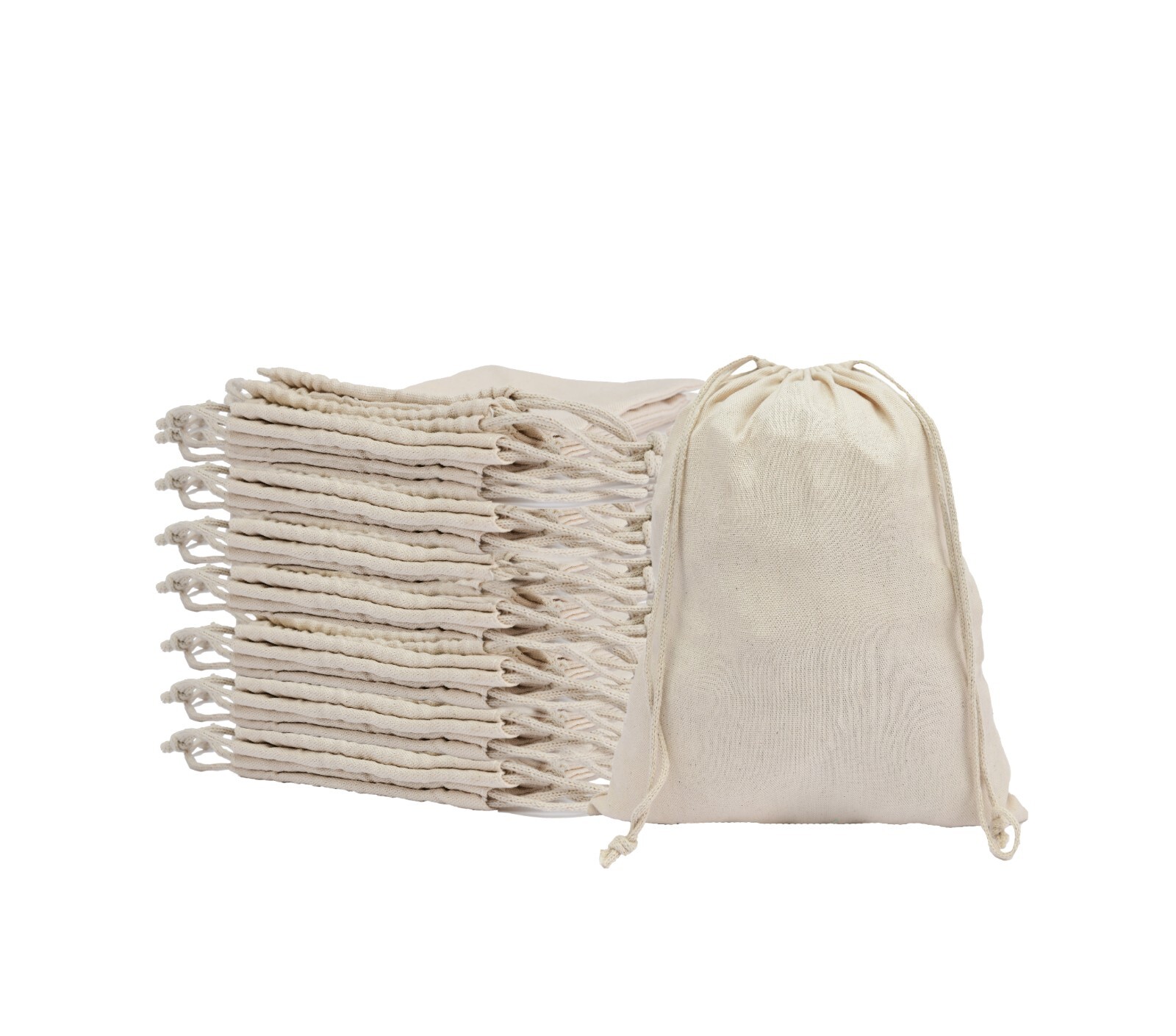 100% Cotton Canvas Reusable Produce Bags Multipurpose Drawstring Storage Pouches