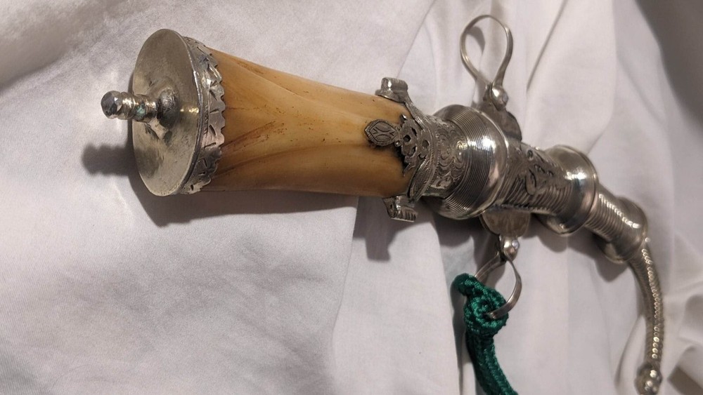 Authentic 13.25" Morocco Dagger Khanjar Handmade Silver Dagger Berber+CORD Camel