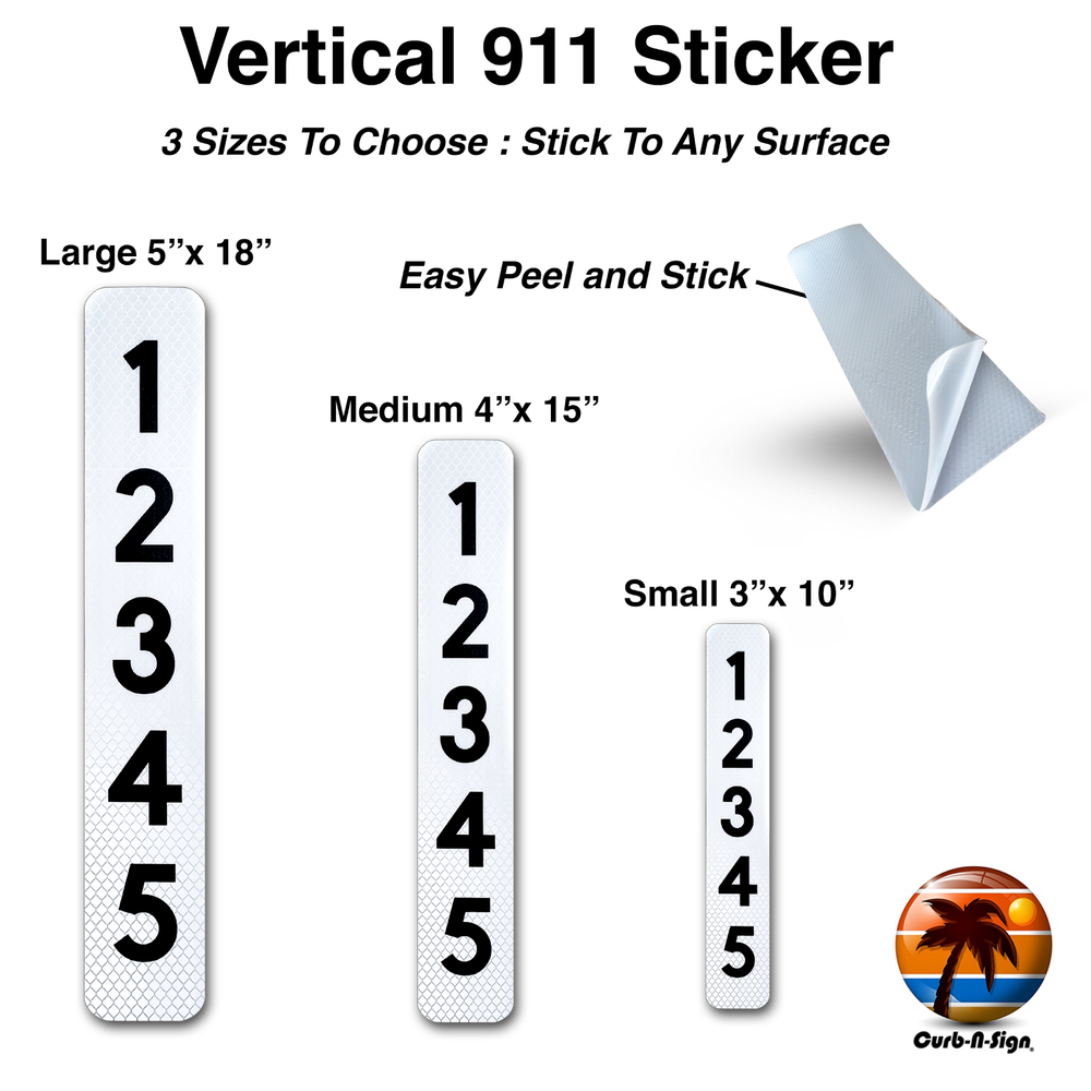 Super Reflective Vertical Address Stickers for House, Mailbox, etc