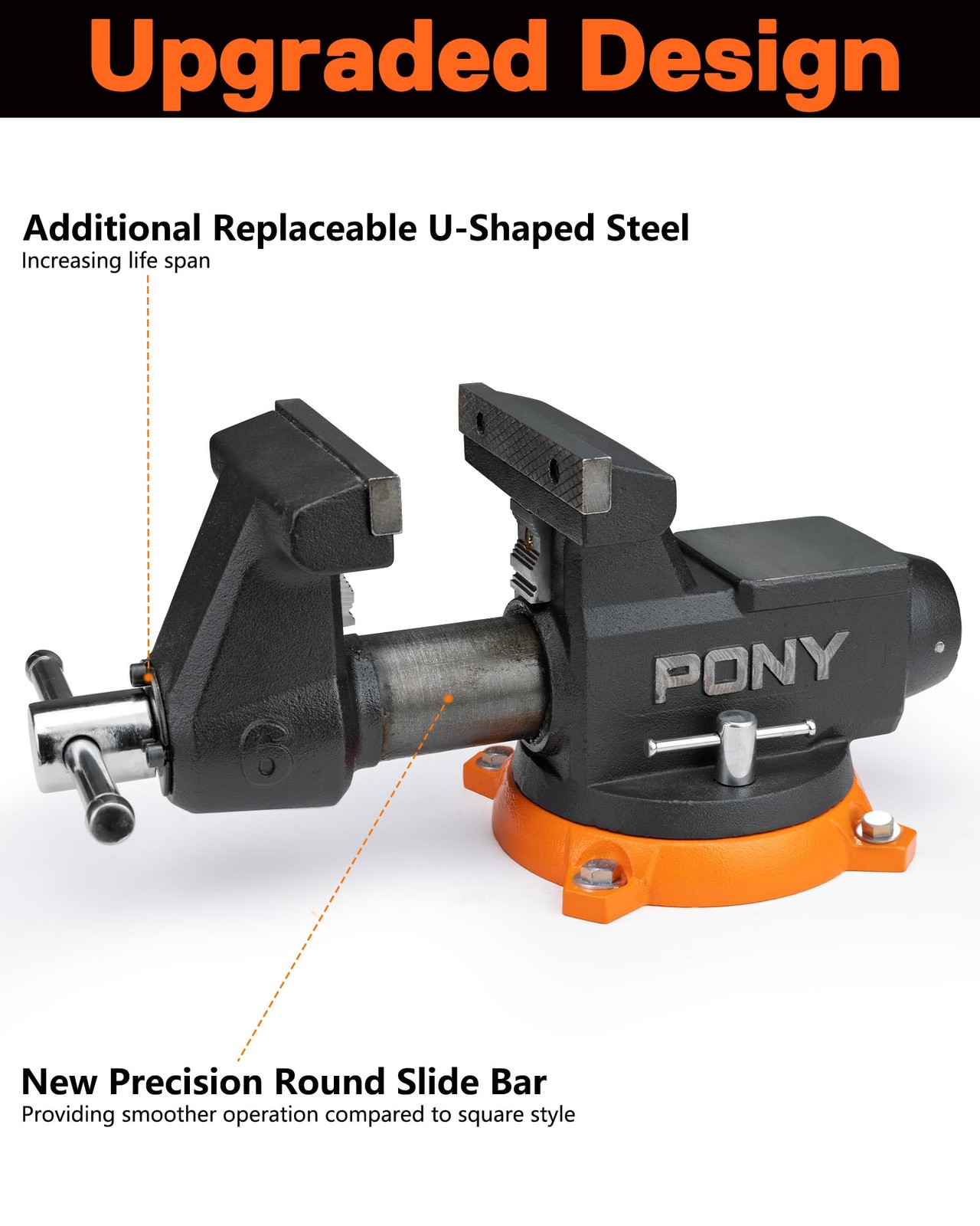 PONY 6" Heavy Duty Bench Vise 8800LBS Clamp Force 360° Rotatable Workbench Vises