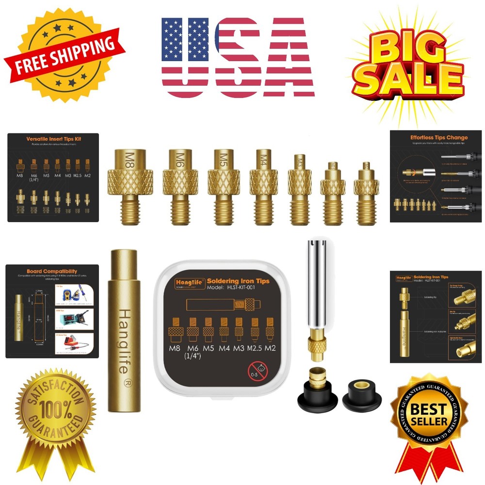 Heat-Set Insert Tips for Threaded Inserts M2 M2.5 M3 M4 M5 M6 M8, Soldering I...