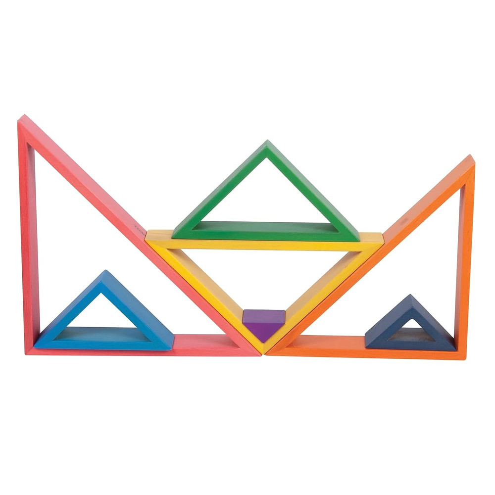 - 73418 Wooden Rainbow Architect Triangles - Nesting Puzzle - Stacking Blocks fo