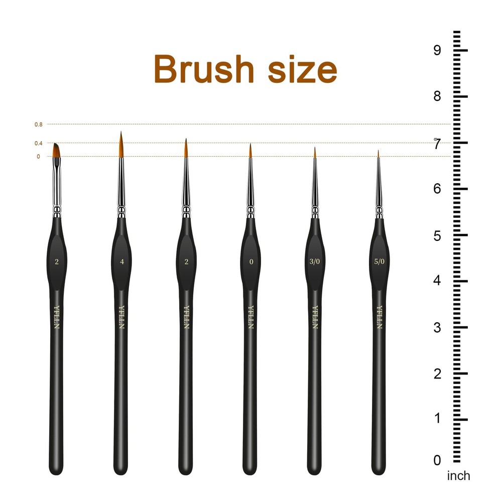 6Pcs Miniature Paint Brushes Set with Triangular Handles - for Acrylics, Oils...