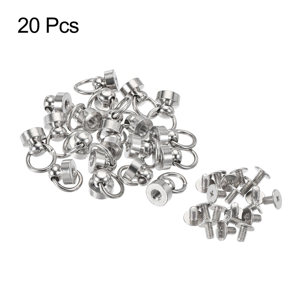 20pcs Pull Ring Rivets Studs Round Head 8x8mm for DIY Brass Silver Tone