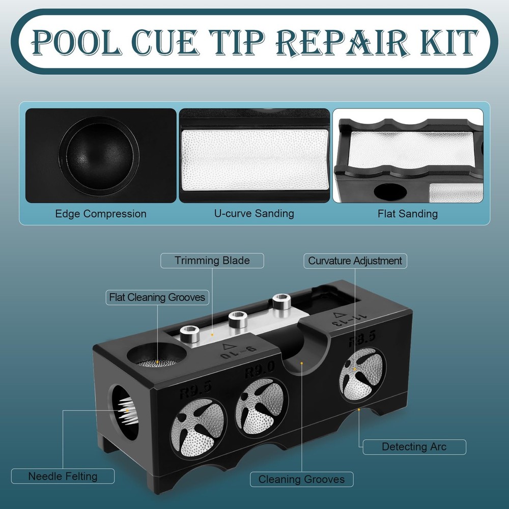 11in1 Billiards Pool Cue Tips Replacement Kit, Pool Cue Tip Shaper with Pool ...