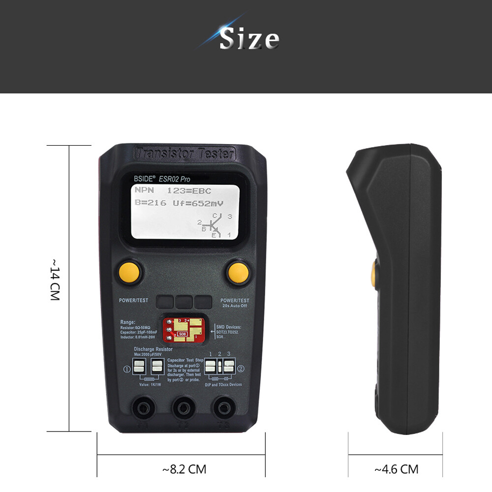 BSIDE ESR02 Pro Transistor Tester Multifunctional Digital Tester Diode Q4S5