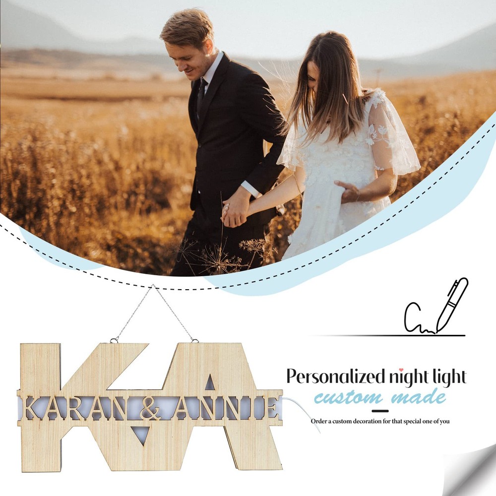 Custom Initials and Name Light - Custom Name Light - Cute Couples Gift