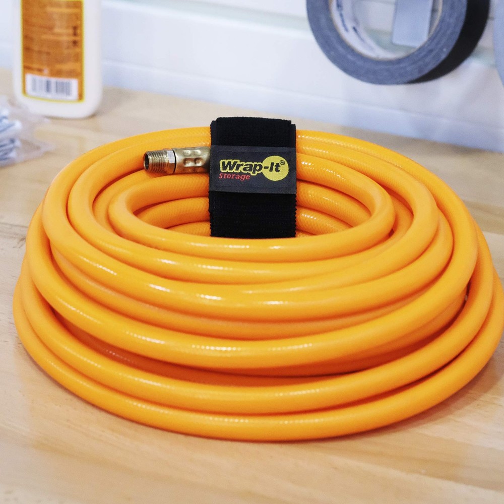 Wrap-It Storage Selfie Straps 16in 6-Pack Black Reusable Hook Loop Cable Ties