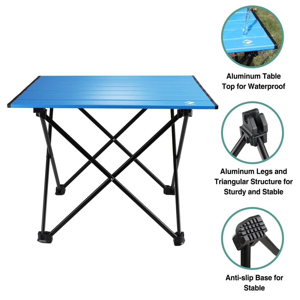 Portable Camping Side Table Ultralight Aluminum Folding Beach Table with Carr...