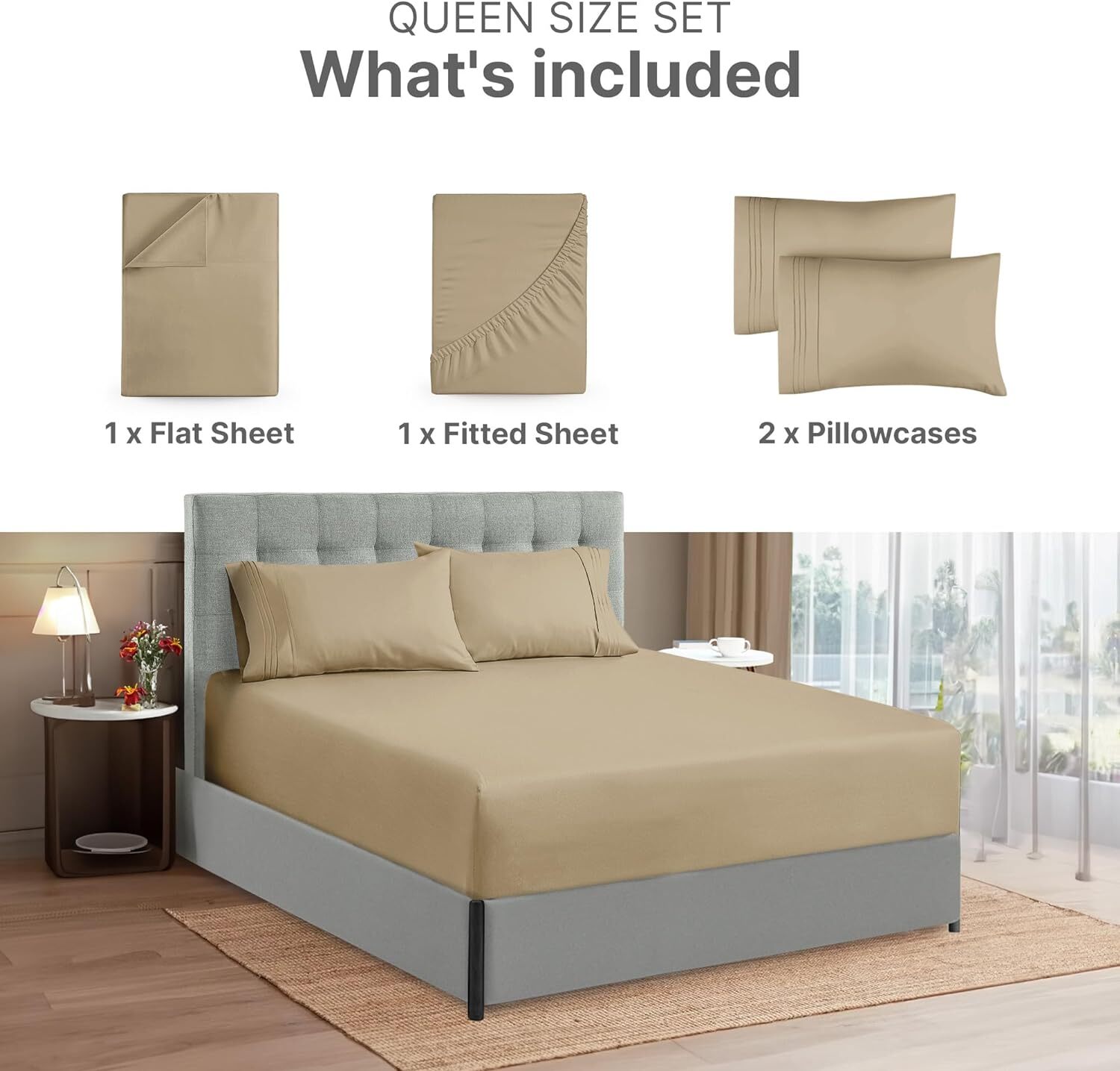 Extra Deep Pocket 4-Piece Sheet Set, Fits 18–24" Mattresses by CGK Linens