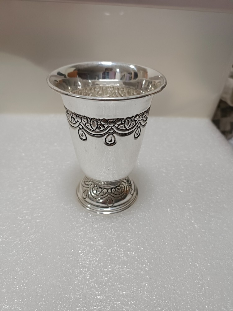 Silver plated goblet | Sam Judaica wine cup | Silver plated Kiddush cup