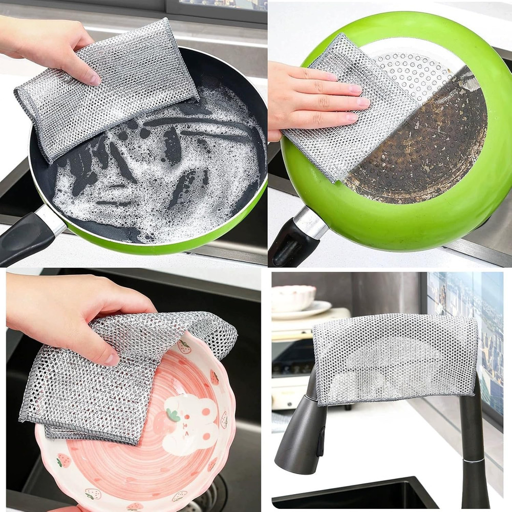 12Pcs Multifunctional Non-Scratch Wire Dishcloth Multipurpose Wire Dishwashing R
