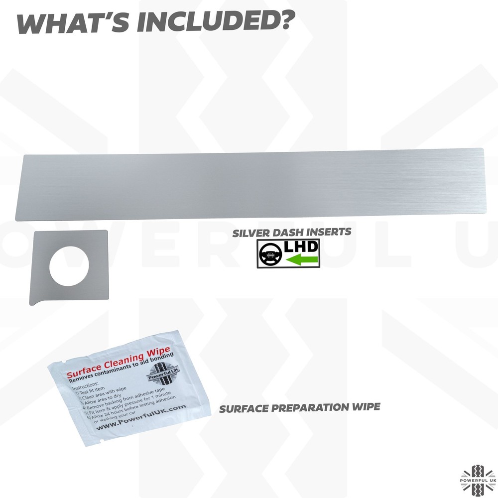 Interior dash inserts upgrade trim in Brushed Silver for LHD Range Rover Evoque