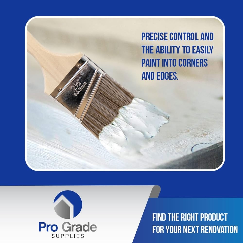 Pro Grade - Paint Brushes - 12Ea 2.5" Angle Brushes 12Ea 2.5A
