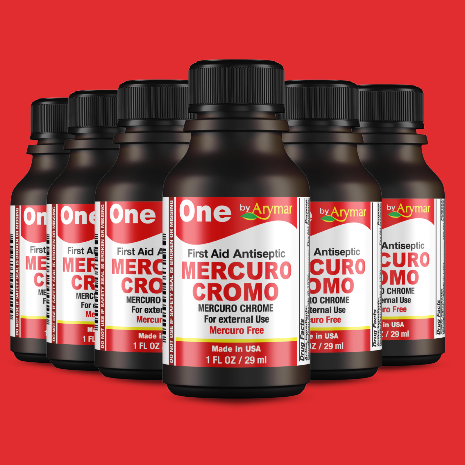 Arymar Mercuro Chromo – First Aid Antiseptic for Wounds, 1 fl oz (6-Pack)