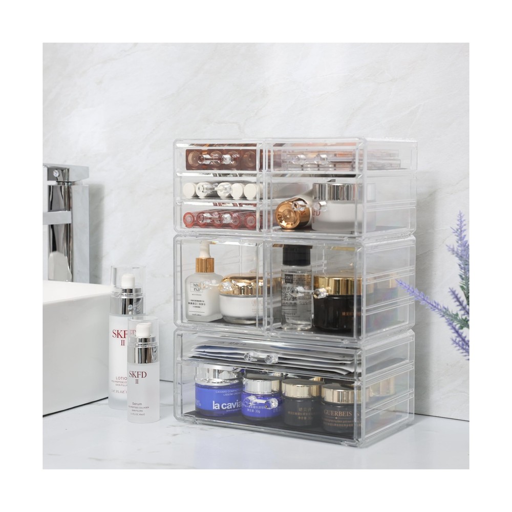 Cq acrylic Clear Stackable Storage Drawers,Plastic Makeup Organ... Fast USA SHIP