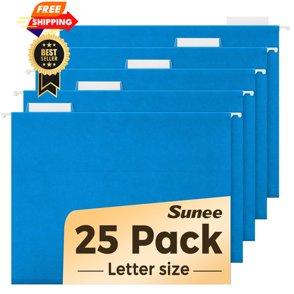 SUNEE 25 Pack Hanging File Folders, Blue Folders