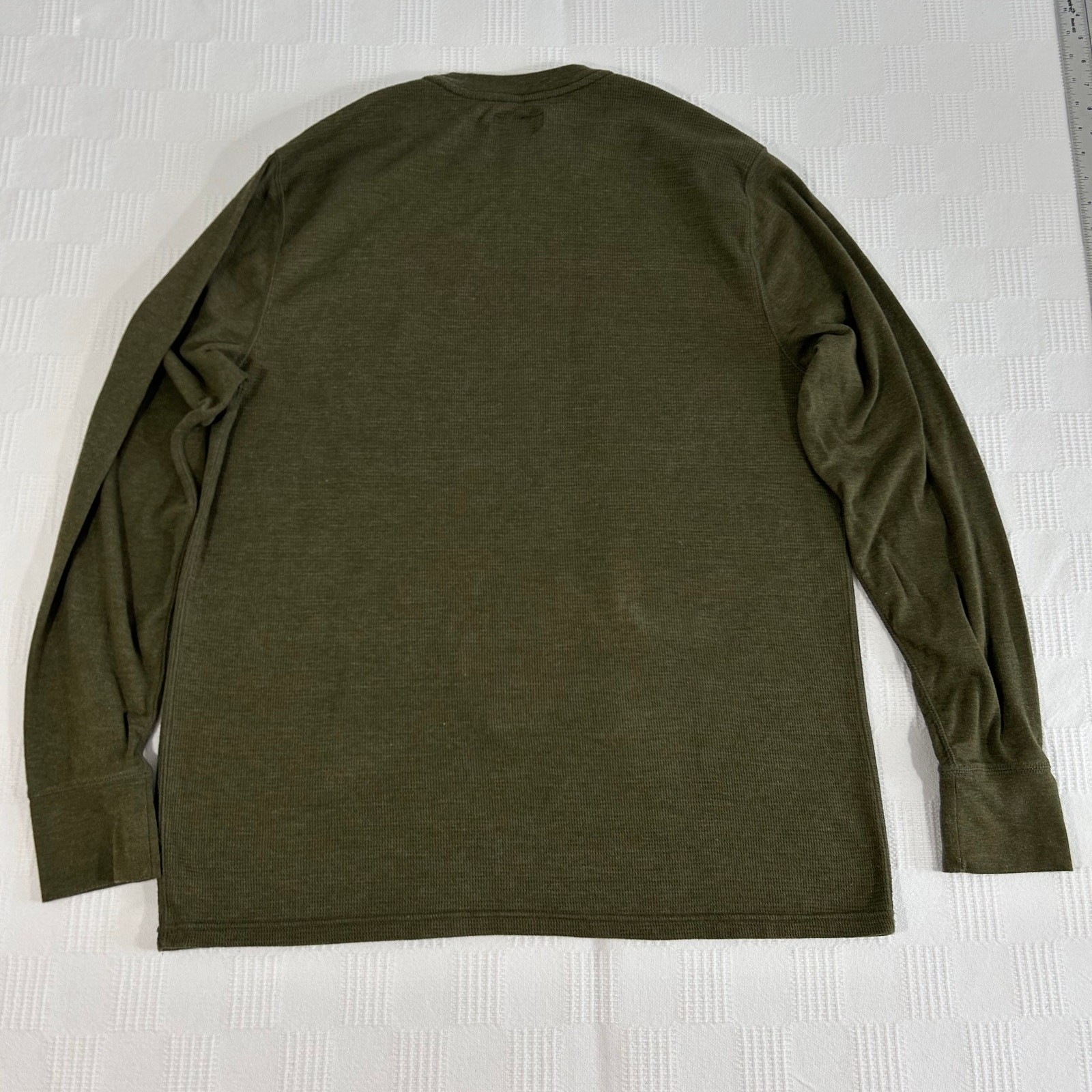 Polo Mens XL Thermal Shirt Ralph Lauren Olive Waffle Knit LS Cotton Blend