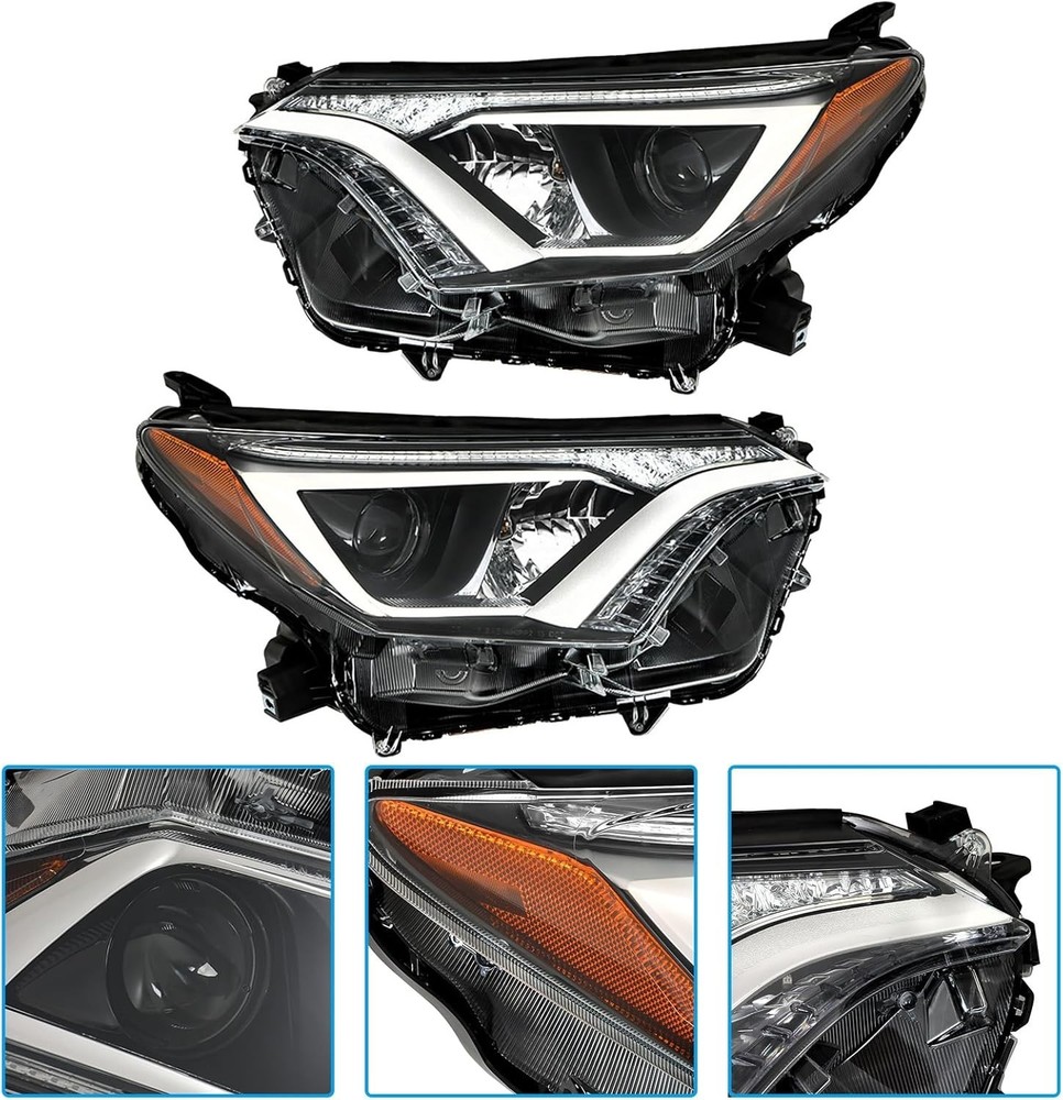 Left & Right Headlamps Assembly Replacement for 2016 2017 2018 Rav4