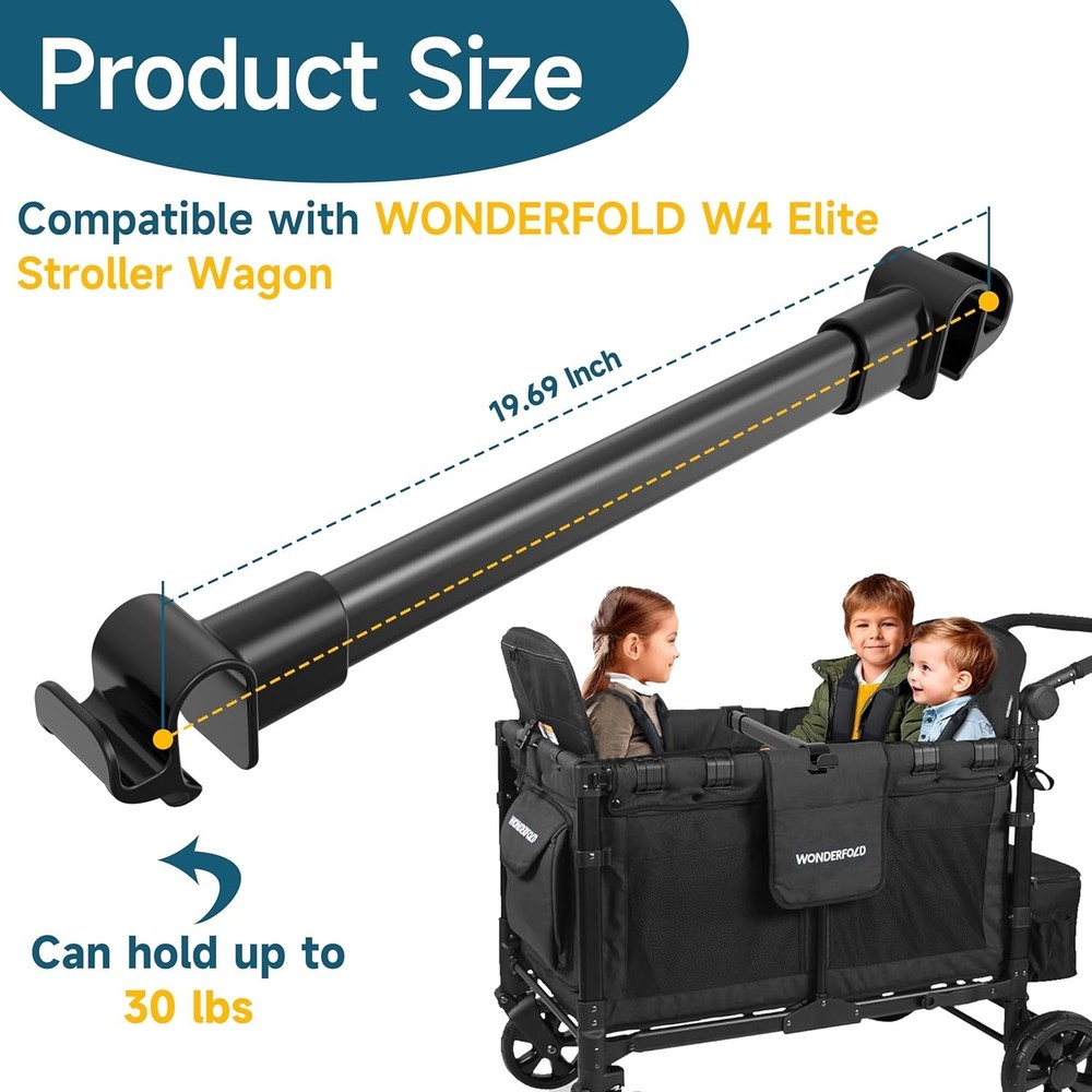 Forward-Facing Support Bar + 4-Pack Stroller Wagon Snack Tray with Spill-Proof C