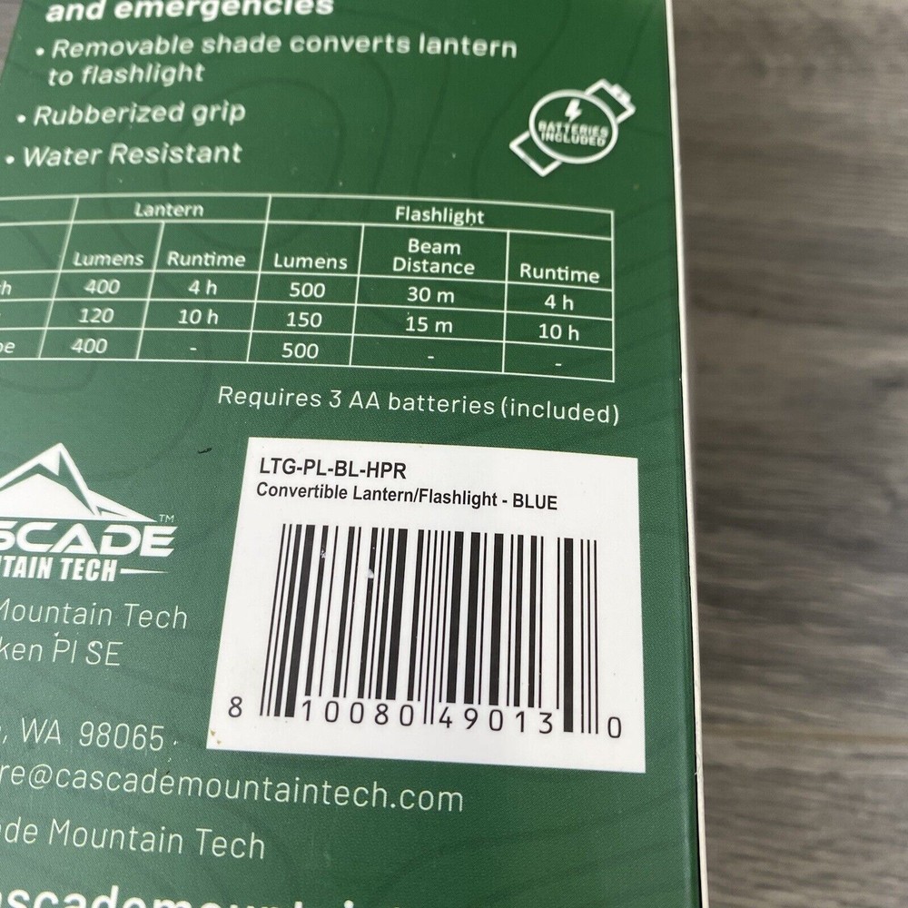 Cascade Mountain Tech 500 Lumens LED Convertible Lantern & Flashlight Blue