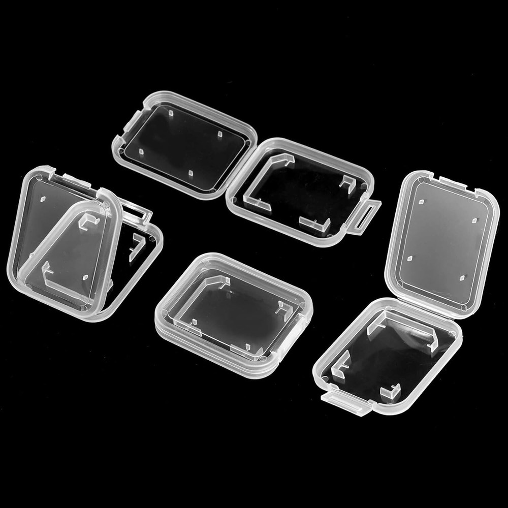 100pcs Plastic Transparent Standard SD SDHC Memory Card Case Holder Storage Box