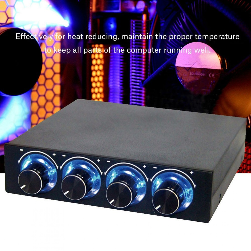 Fan Speed Controller 3.5" LCD Touch Screen Front Panel 4 Way Pc Temperature