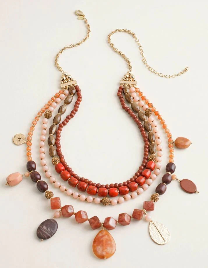 CHICO'S CINNAMON-HUED MULTI-STRAND NECKLACE